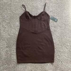 Wild Fable • Dark Brown Corset Knit Bodycon Mini Dress